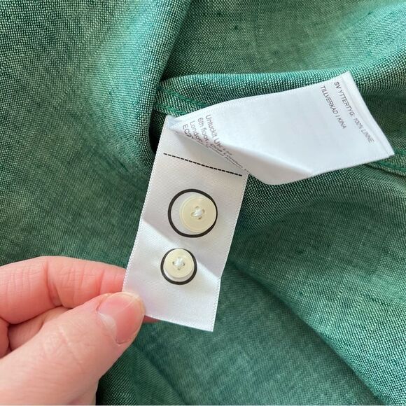 Mens untuckit Green linen wrinkle resistant button down shirt men’s size M - Picture 7 of 8